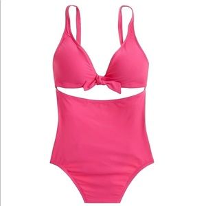 NWT J.Crew Tie-front Cutout One-piece Swimsuit size 0 Bathing suit swimwear